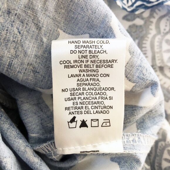 NWOT Joie Floral Puff Sleeve Shirt Dress (16) Blue & White Belted Fit & Flare - Picture 13 of 16